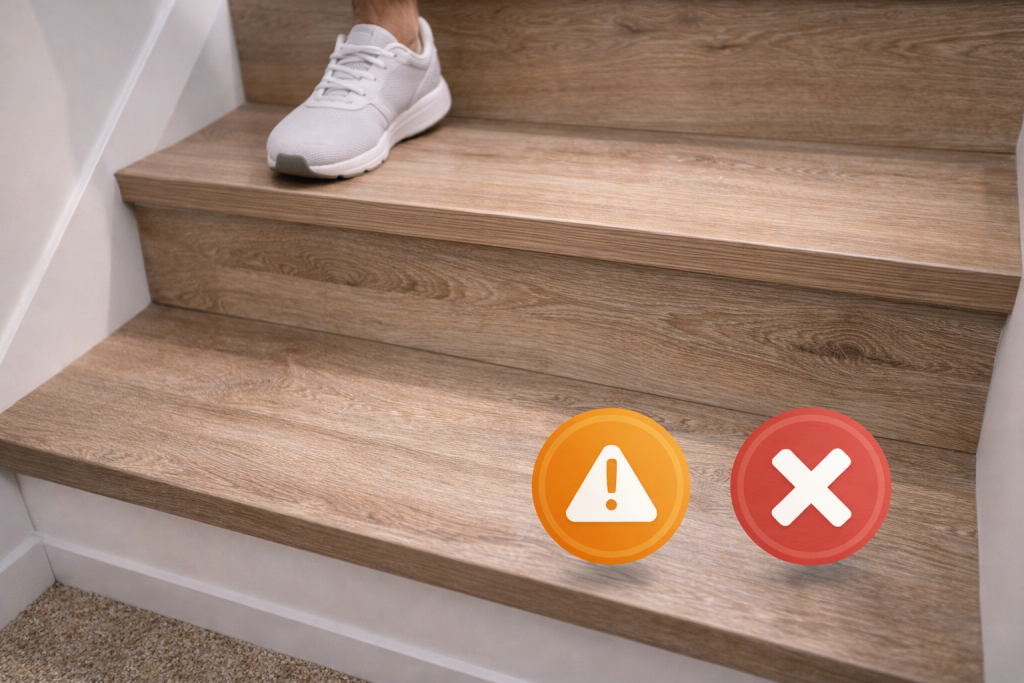 piso laminado en escaleras